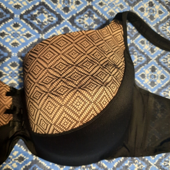 Deesse Black & Pink Lace Overlay Bra 40G - Picture 3 of 10